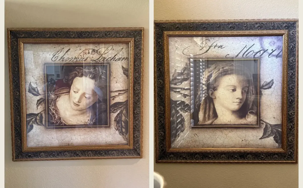 Pair of Ren-Wil Framed Classical Female Portraits – Made in Canada