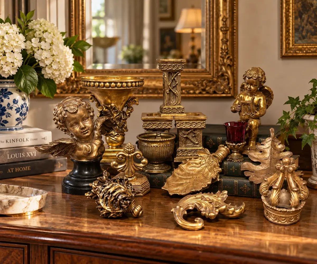 Big Lot of Gold-Tone Decorative  Decor (14 pcs)