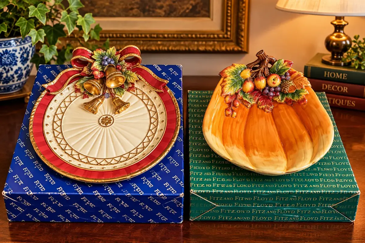 Fitz and Floyd Handcrafted Holiday & Harvest Serving Pieces  Original Boxes