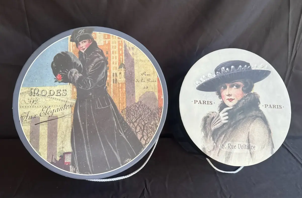 Midwest of Cannon Falls Set of 2 Parisian Fashion Decorative Hat Boxes 