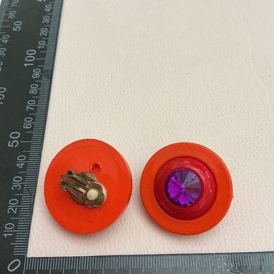 Vintage Orange and Purple Clip-On Earrings