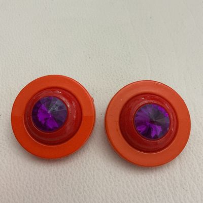 Vintage Orange and Purple Clip-On Earrings