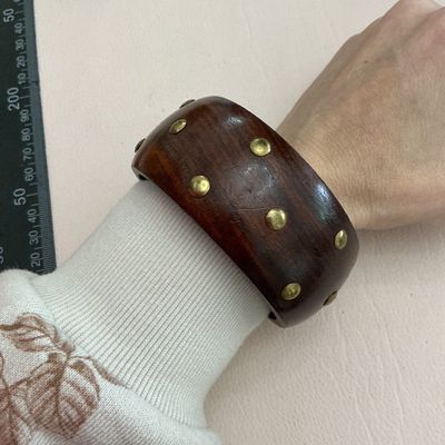 Vintage Studded Wooden Bangle Bracelet