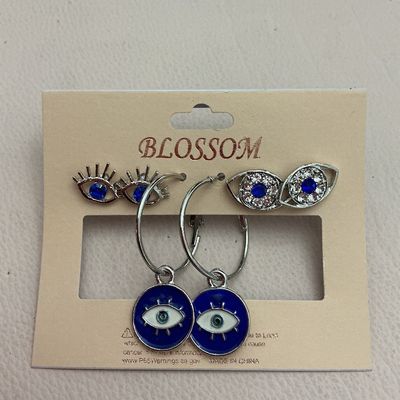Blossom Evil Eye Earring Set - 3 Pairs