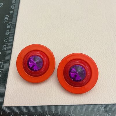 Vintage Orange and Purple Clip-On Earrings