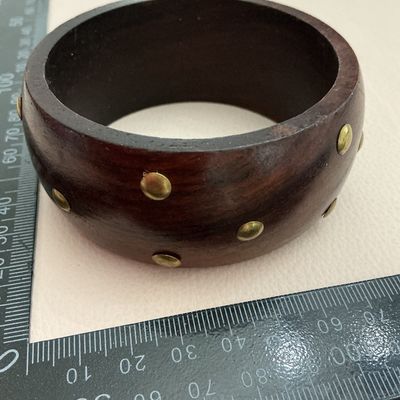 Vintage Studded Wooden Bangle Bracelet