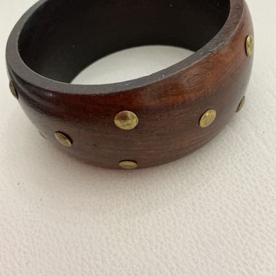 Vintage Studded Wooden Bangle Bracelet
