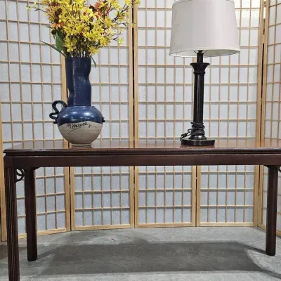Sofa Table, Table Lamp And Pottery Vase