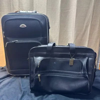 Business Travel Lot: Claire Chase Leather Laptop Briefcase & Wei Rolling Suitcase