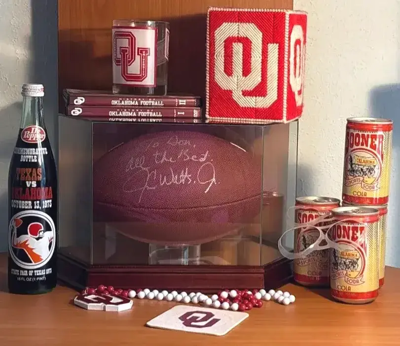 JC Watts JR Football And Oklahoma University Memorabilia 