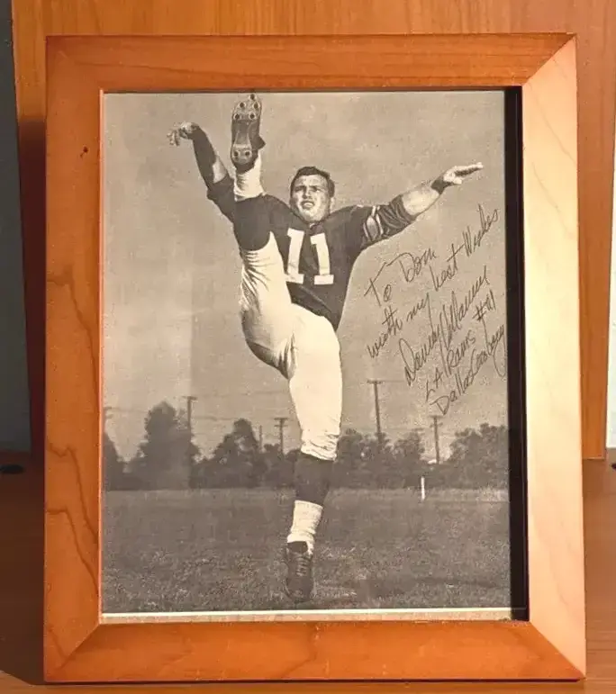 Framed Danny Villanueva Autographed Picture 