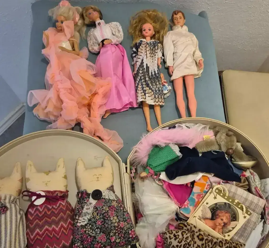 Mystery Lot Of  Mattel Dolls Assorted Doll Clothes & More 