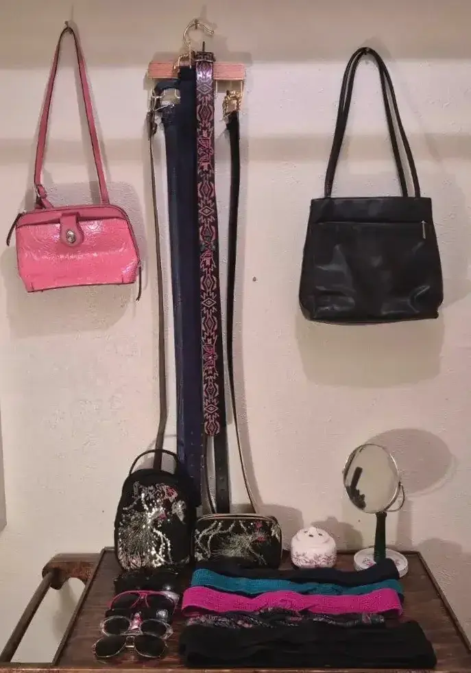 Black Canvas Backpack & Wallet W/ Intricate Ethnic-Style Peacock Embroidery Belts & More 