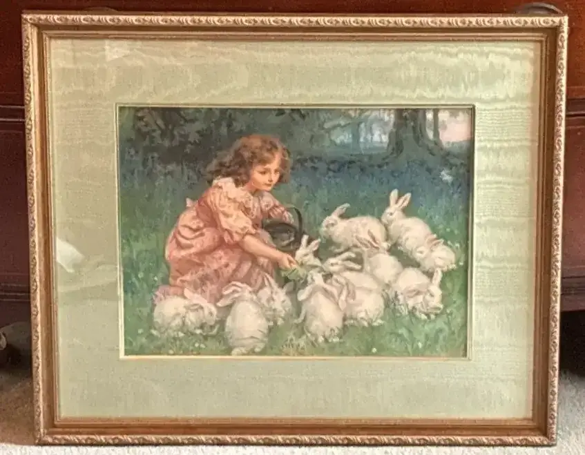 Framed Print Of "Feeding The Rabbits" By Fredrick Morgan