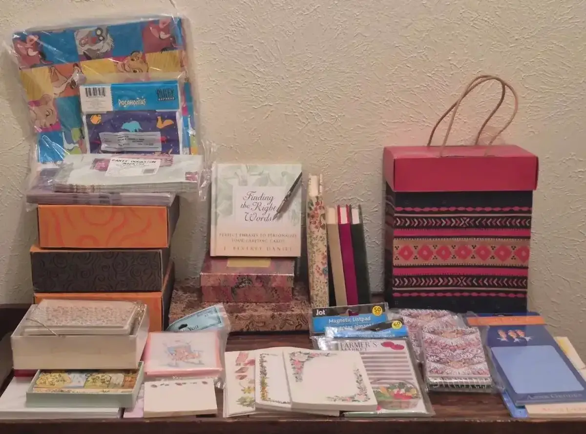 Mystery Lot Of Note Pads Stationary Gift Boxes and Wrapping Paper 