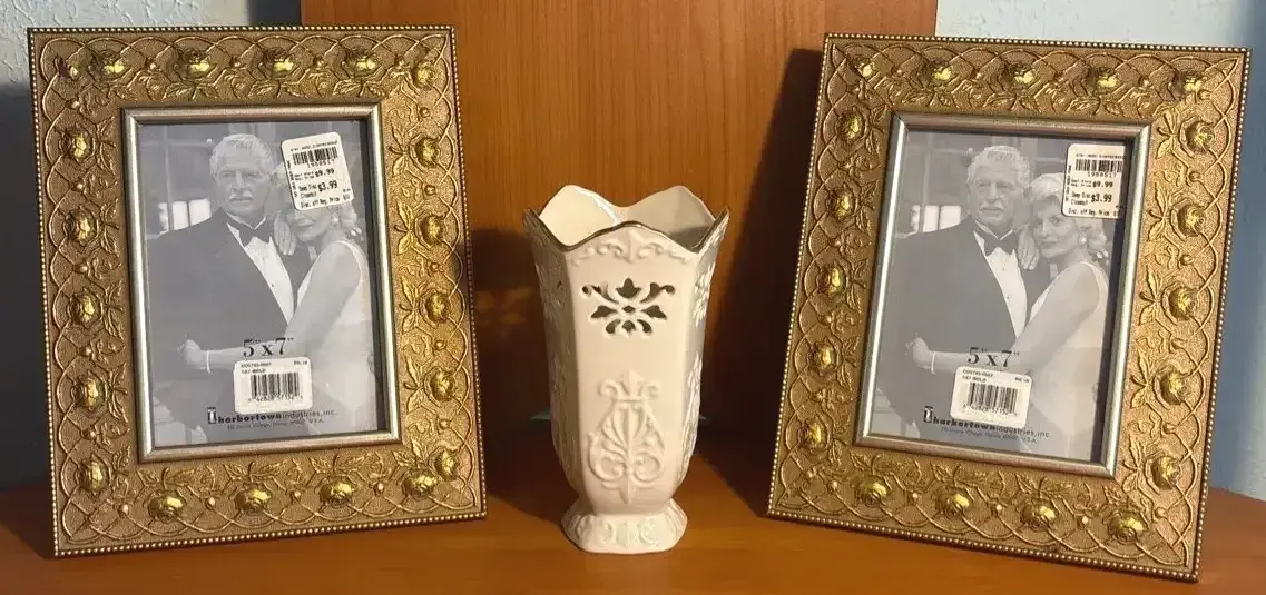 Lenox Vase And A Pair Of Matching Photo Frames