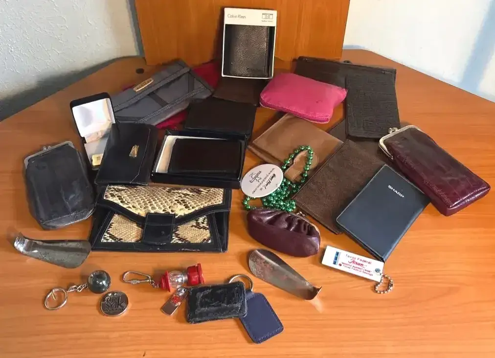 Mystery Lot Of Wallets Glasses Cases Keychains And More 