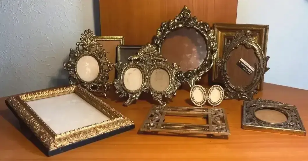 Assortment Of Brass And Gold Tone Picture Frames 