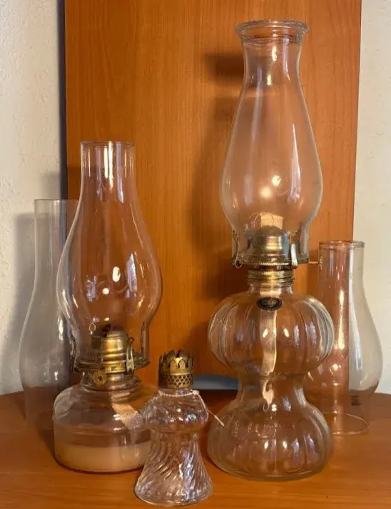 Vintage Glass Oil Hurricane Lamps