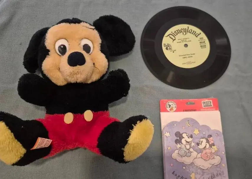 Vintage Disney Mickey Mouse Plush Toy  From Korea 1980-1990, Babes In Toyland Record &  More
