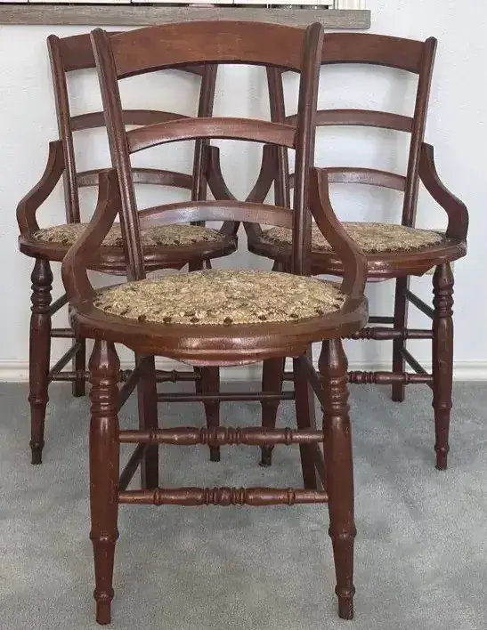 Set Of 3 Matching Wooden Chairs 