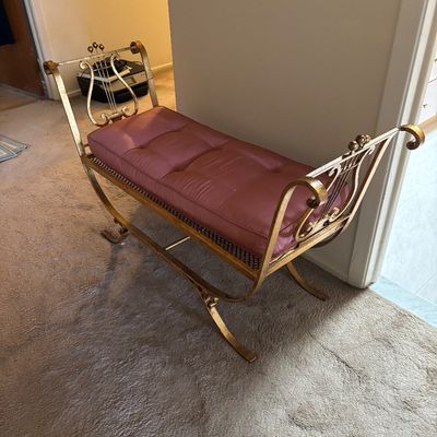 Antique gold gilded harp bench 