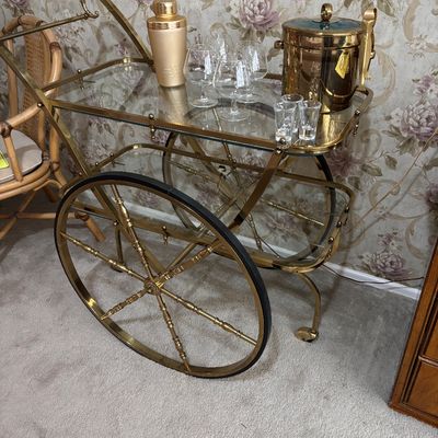 Mcm brass liquor cart 