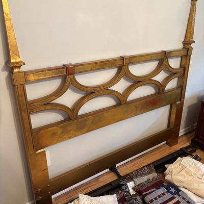 Mcm queen headboard  gold gilded 