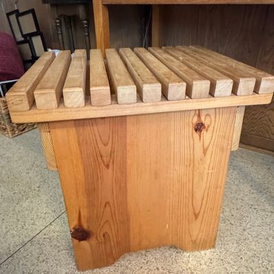 Sale Photo Thumbnail #239: Solid Pine Slatted Stool