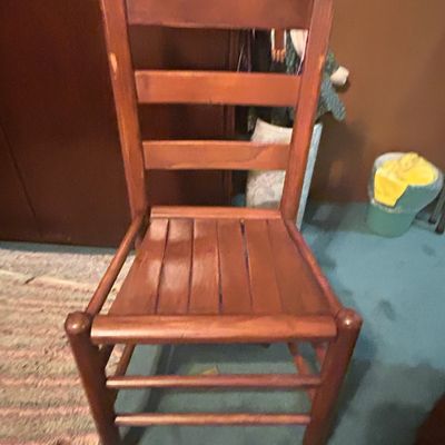 Sale Photo Thumbnail #249: Vintage Ladder Back Slat Seat Chair