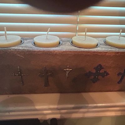Sale Photo Thumbnail #261: Decorative Resin Cross Votive Candle Holder with 4 Tea Lights