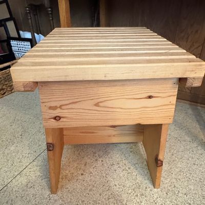 Sale Photo Thumbnail #238: Solid Pine Slatted Stool