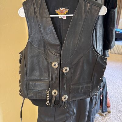 Harley Davidson vest and chaps