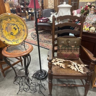 Ethan Allen Hitchcock Style Ladderback Armchair with Rush Seat