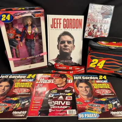 LCJ031 - Jeff Gordon # 24 Nascar Collectibles With 2006 Barbie/Books/Dvd And Memorabilia