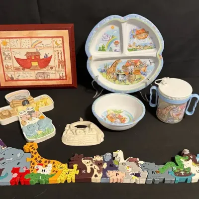 LCJ085 - Noah’s Ark Children’s Decor/Dishware/Wooden Animal Alphabet Puzzle Complete