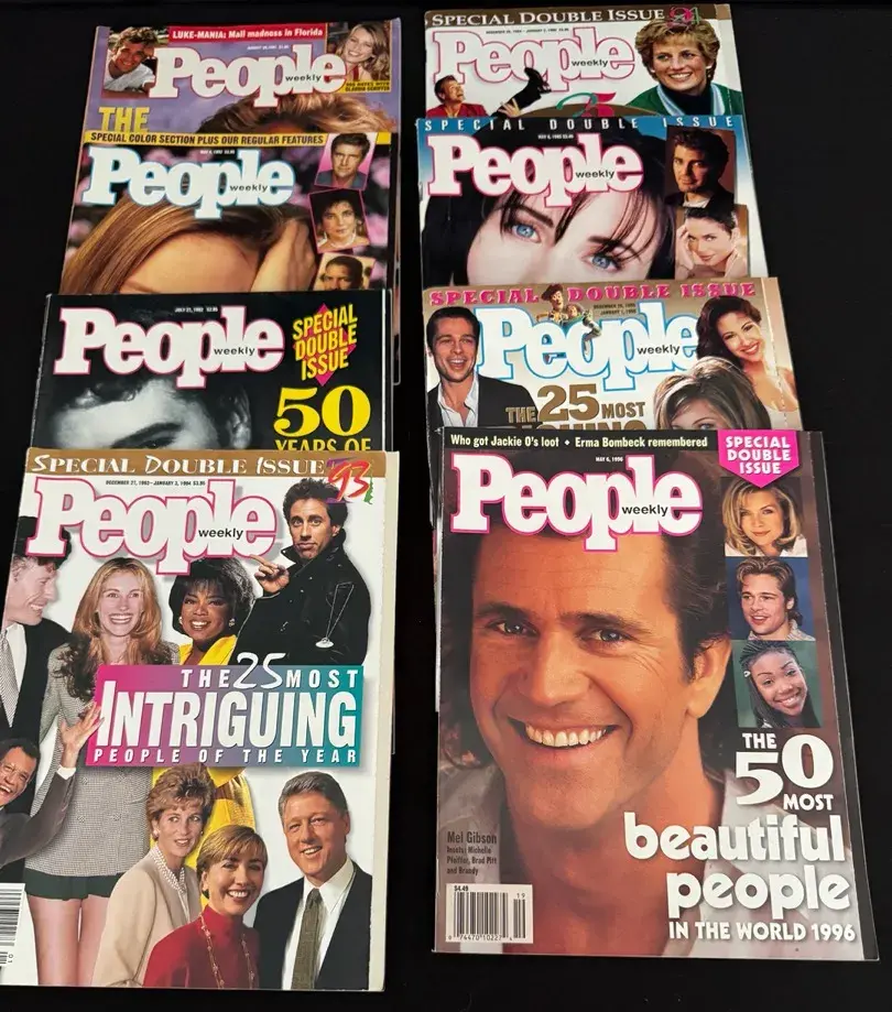 LCJ009 - Eight Vintage 1990S People Weekly Special Double Issue Magazines