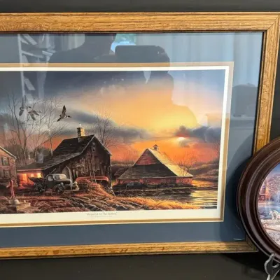 LCJ058 - Terry Redlin “Prepared For The Season” Framed Print/“Morning Frost” Collector