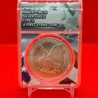 2021 ANACS MS70 Silver Eagle Type II First Strike Coin
