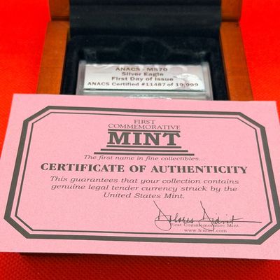 ANACS - MS70 Silver Eagle First Day of Issue