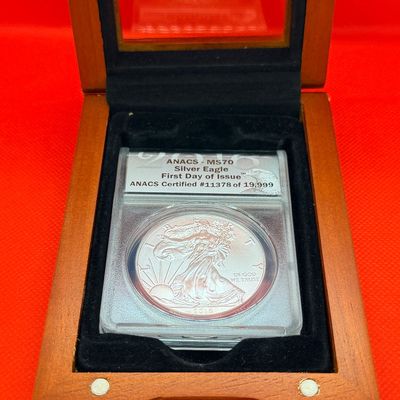 2016 ANACS MS70 Silver Eagle First Day of Issue Coin