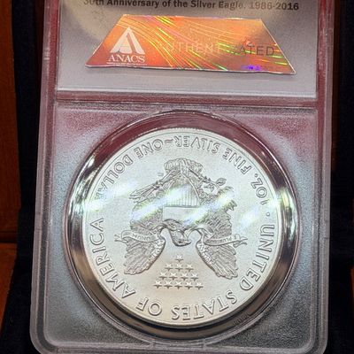 2016 ANACS MS70 Silver Eagle First Day of Issue Coin