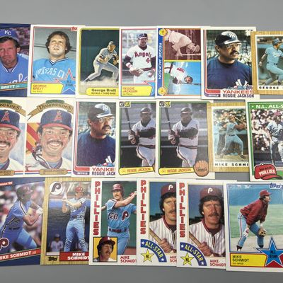 (20) 1980s George Brett, Reggie Jackson, & Mike Schmidt Baseball Cards - Varying Conditions