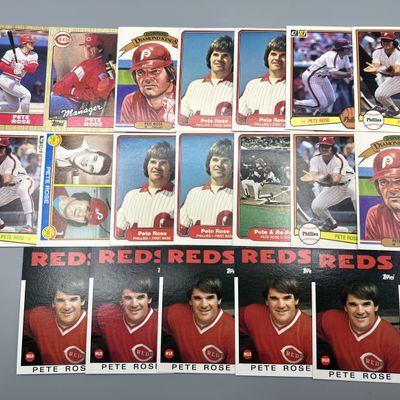 (19) 1980s Pete Rose Baseball Cards - Varying Conditions