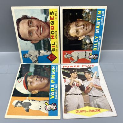 (4) 1960 Topps Baseball Star Player Cards - Varying Conditions