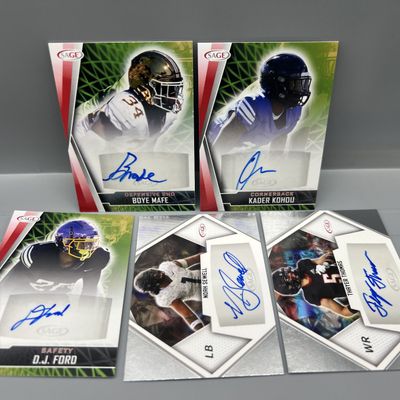 (5) Assorted Sage Football Auto Cards - Boye Mafe