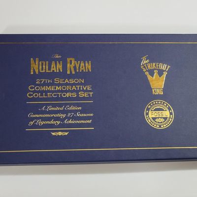 Nolan Ryan Fossil Watch Set w/ Autographed Lithograph