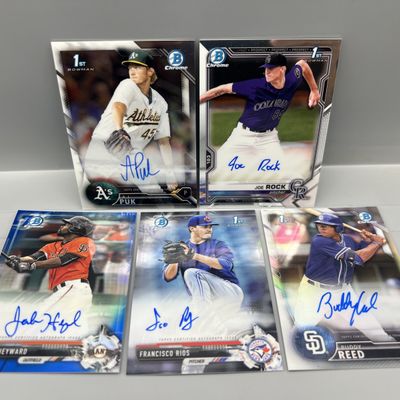 (5) Assorted Bowman Chrome Baseball Pack Pulled Autos - AJ Puk