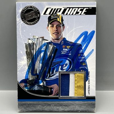 2012 Press Pass Brad Keselowski Cup Chase Race Used Firesuit Tri Color Patch W/ In Person Auto - No COA On Auto
