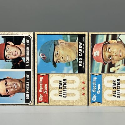 1968 Topps Lou Piniella #16, Rod Carew All Star #363, & Orlando Cepeda All Star #362